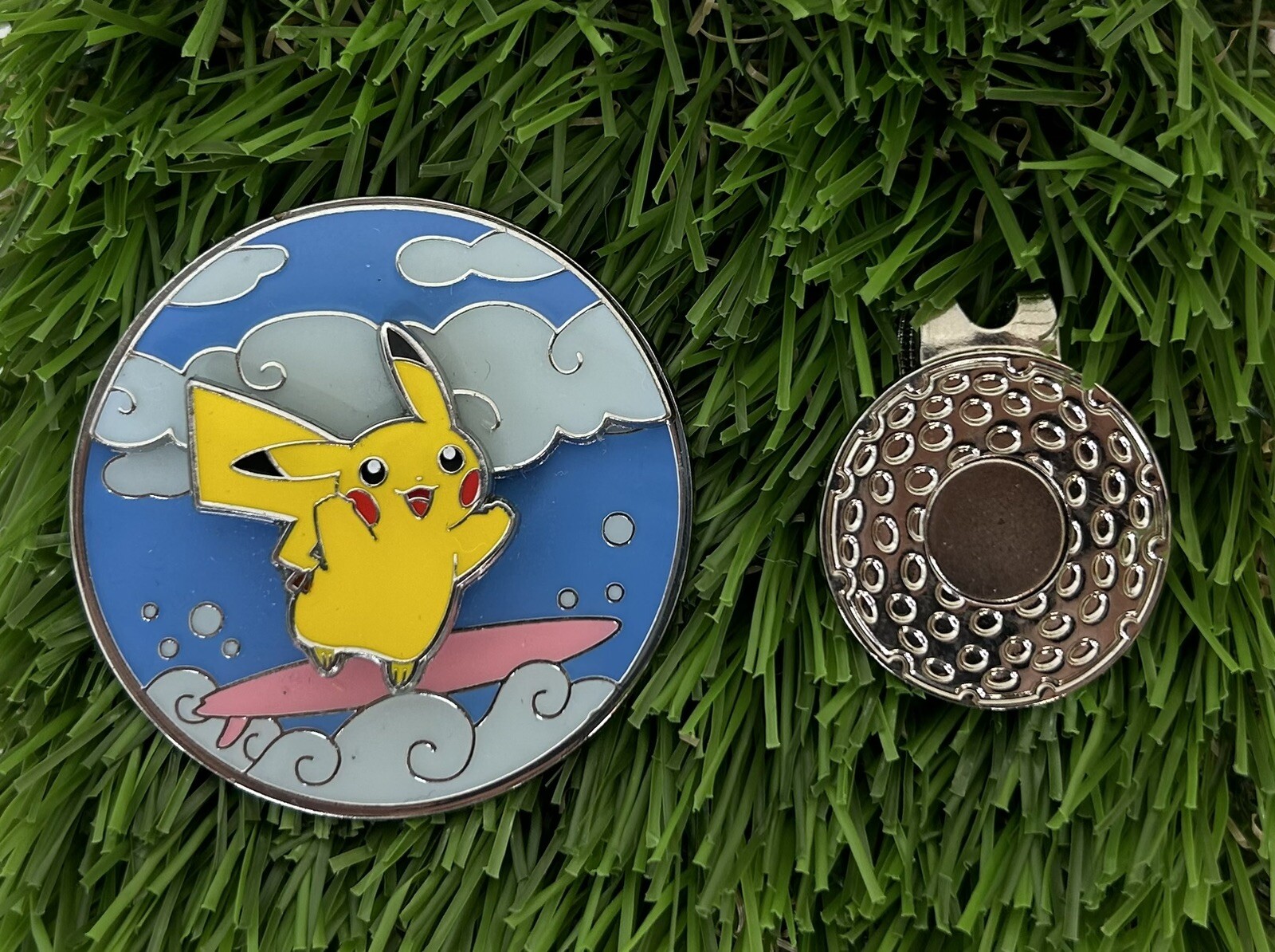 Custom Handmade Pokemon Surfing Flying Pikachu Pin Golf Marker Hat Or Belt Clip