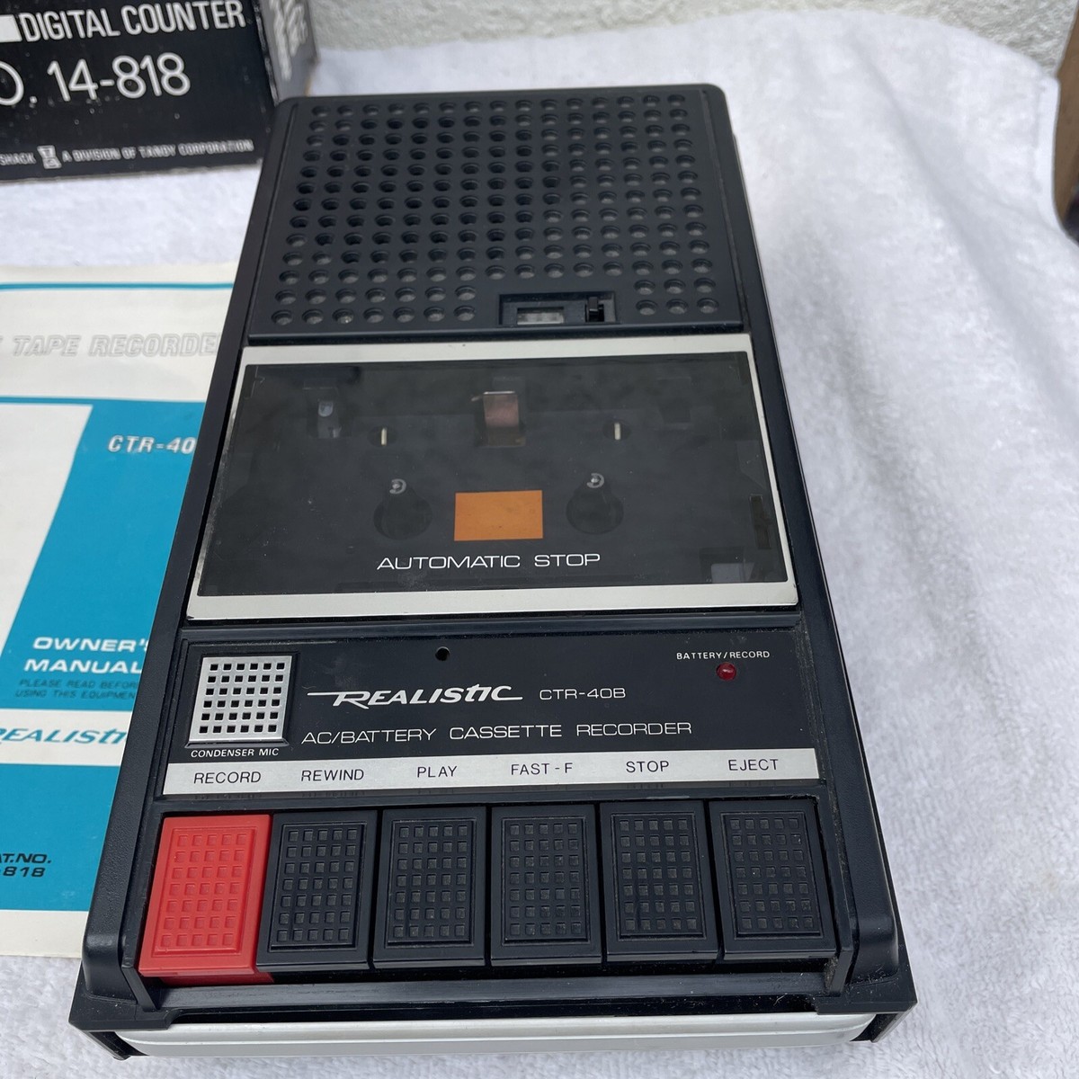 Vintage Realistic Portable Cassette Tape Recorder CTR-40B Vintage Realistic Portable Cassette Tape Recorder CTR-40B
