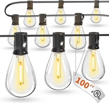 ST38 50ft 100ft Outdoor String Lights, Waterproof Led Lights, Edison Bulbs New