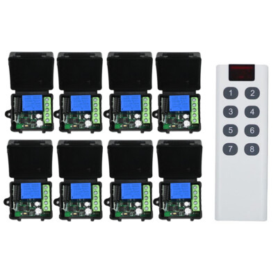 12V 24V 433Mhz Mini Empfänger Relais LED Funkschalter 8 zonen RF Fernbedienung