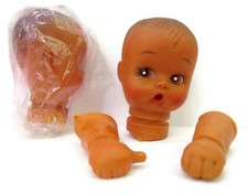 Cabeza de muñeca bebé marrón de 2-3/4" de colección de 2 piezas con manos chupadoras de pulgar coleccionable nueva de colección