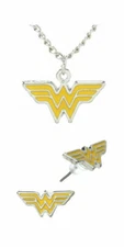 Wonder Woman Earring & Necklace  3 Piece Set! Ear Rings and Neck with Chain