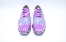 Handmade Men Formal Toe tone Oxford wingtips Dress Shoes with patina finish