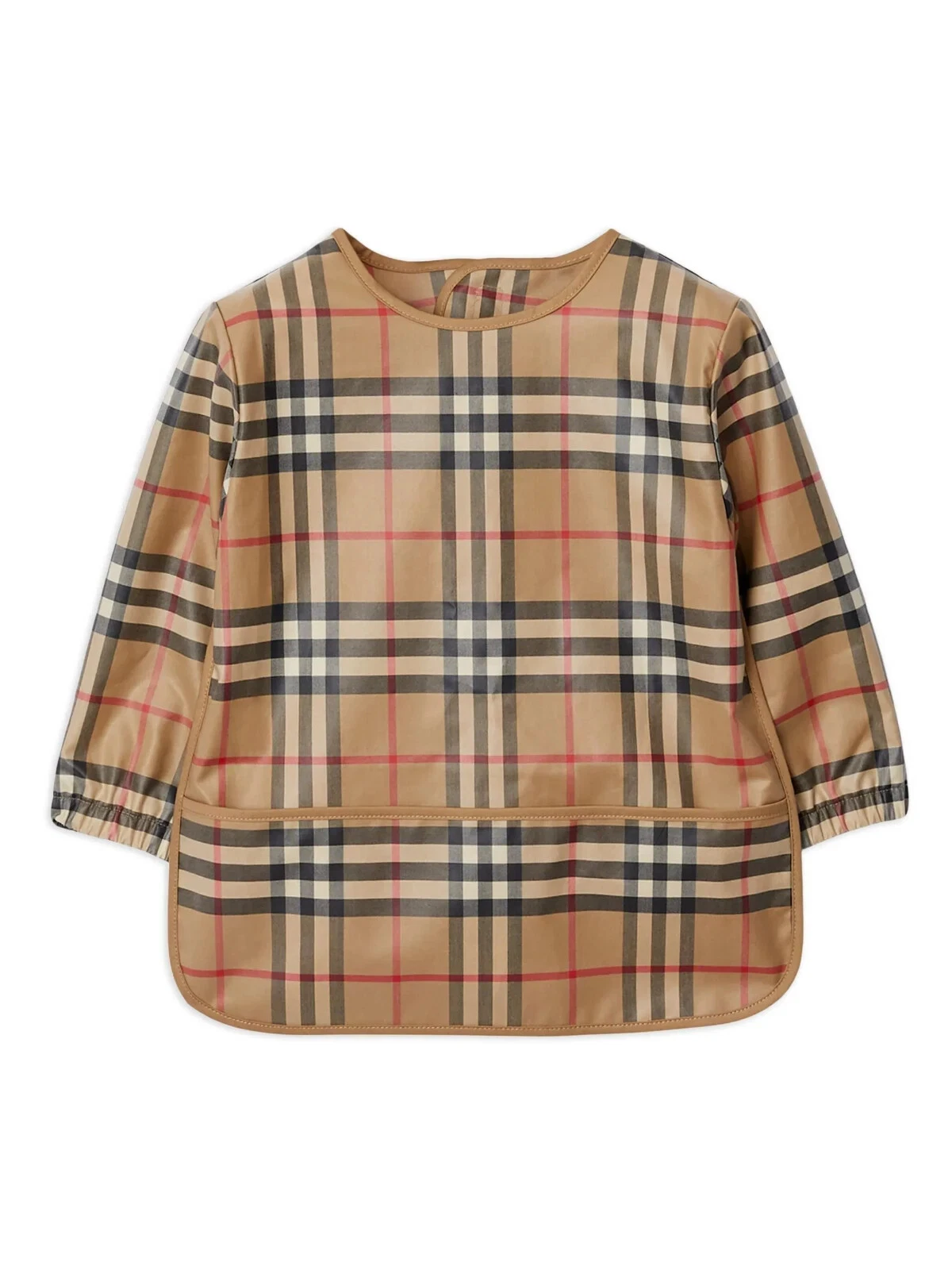 Burberry Baby Bib Coated Vintage Check Icon Stripe Catch Pocket - New With tags