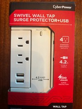 CyberPower 6-Outlet Swivel Wall Tap Surge Protector - 2 USB Ports - BRAND NEW 