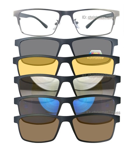 Men Magnetic Sunglasses Metal+TR Light WT 5 in 1 clip on Night vision 53-20-136 - Picture 2 of 7