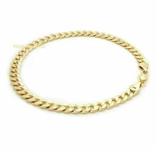 10" CONCAVE CUBAN LINK CHAIN QUALITY ANKLET BRACELET 14K ITALY GOLD PLATED