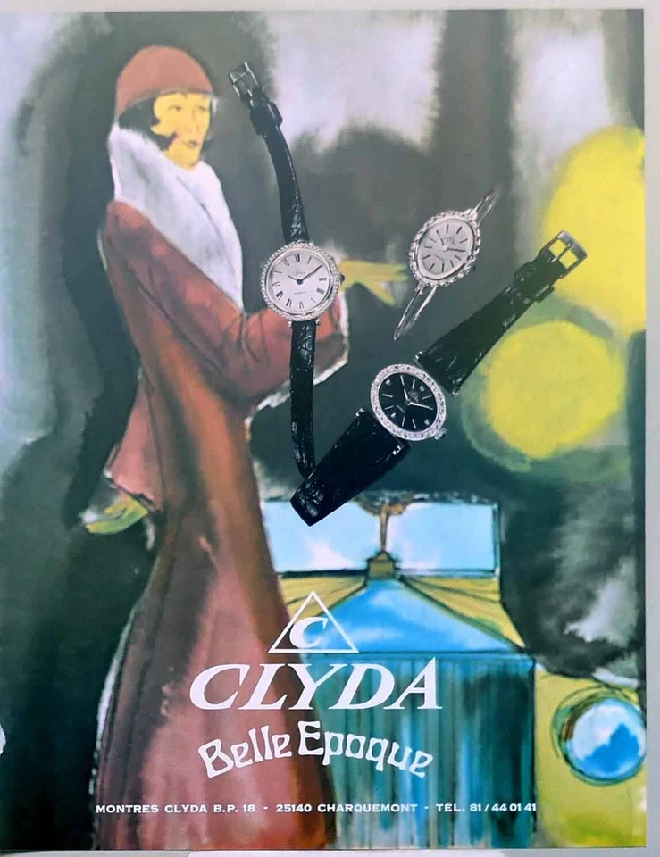 Publicité papier MONTRE CLYDA BELLE EPOQUE juin 1977 FH - RECTO-VERSO - Photo 1/1