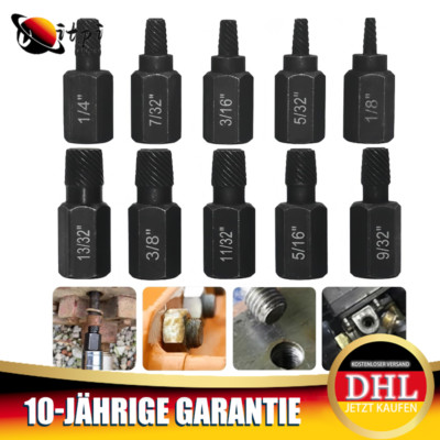 10PCS Beschädigte Schraubenausdreher Bolzenentferner Damaged Bolt Extractor Set