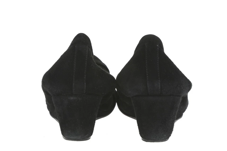 女式 ANYI LU 225677 黑色绒面革低楔形鞋跟芭蕾平底鞋,尺寸。 37.5 — 第 4/4 张图片