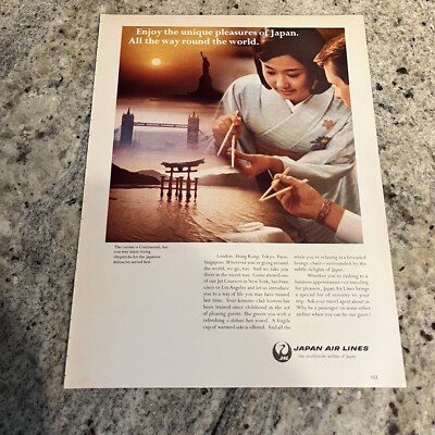 1968 Japan Air Lines Jet Plane Print Ad Original  AirPlane Enjoy Unique Pleasure