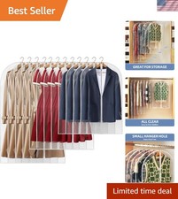12-Pack All Clear Garment Bags for Hanging Clothes - Waterproof Storage 24"x40"