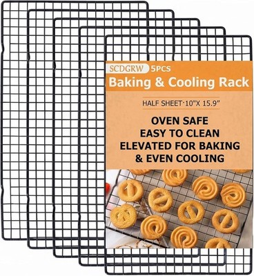 5 Pack Cooling Racks 10x16 Inch Wire Baking Cookie, Stainless Steel Grilling