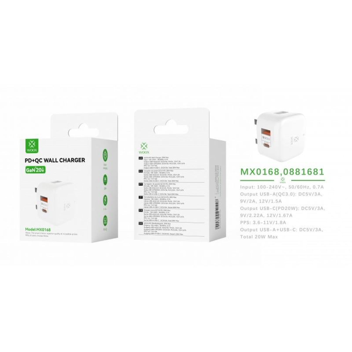 Woox Gan 20W Fast Wall Charger Pd+Qc Type-C - Image 2