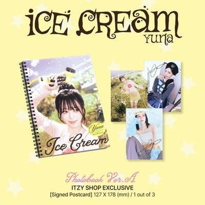 ITZY YUNA Ice Cream HAND SIGNED POSTCARD Solo Debut Album Ver. A [SHIPS NOW!]
