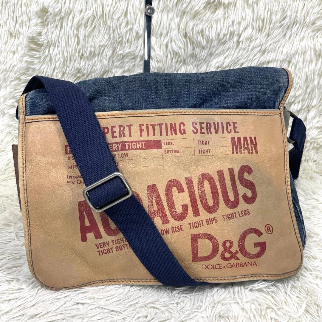 ショルダーバッグ dolce &amp;gabbana denim crossbody bag Dolce Gabbana D&G Canvas Denim Black Blue & Leather Shoulder Bag