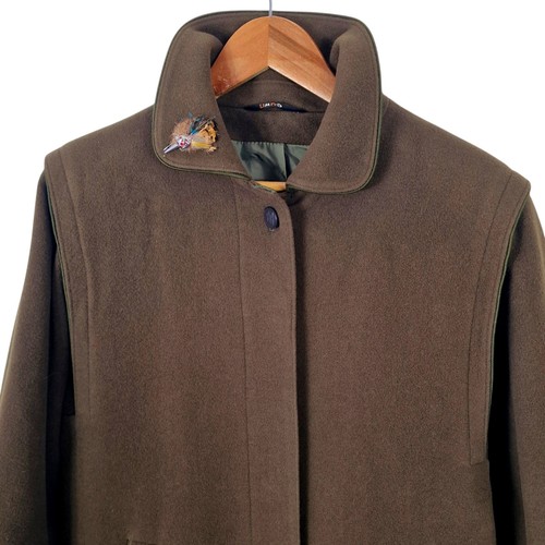 Daks, DAKS Swing Coat Womens UK 14 Khaki Green Wool Vintage Mod Jacket Made In UK