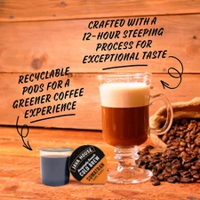 Dark Roast Sumatran Cold Brew Pods, (12 Count) Peel and Pour Pods Hot or Iced In