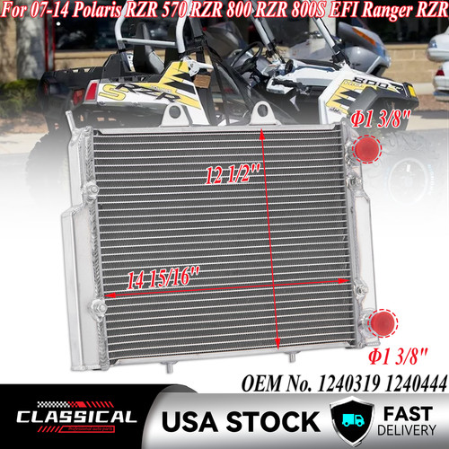 Radiator Rzr Aluminum Radiator For 2007-2014 Polaris RZR 570 RZR 800 RZR 800S EFI ...