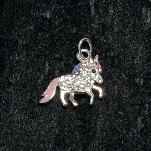 CN Sterling Silver 925 Rhinestone Unicorn Charm JX30 - Picture 7 of 7