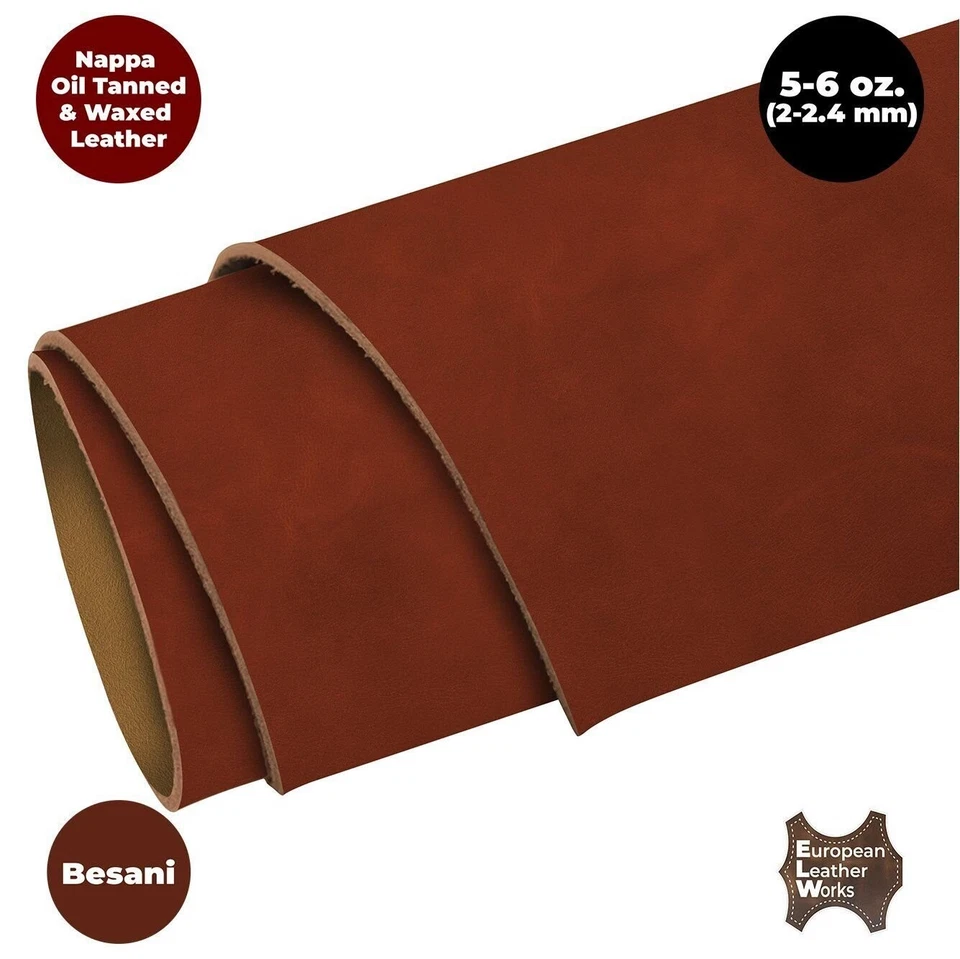 ELW 5-6 oz. (2-2,4 mm) Napa cuero curtido y acabado ceroso precortado y ocultado Foto 2 de 4