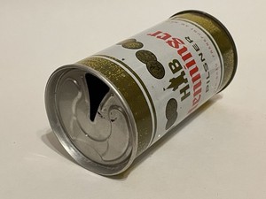 Henninger Pilsner empty beer can, straight steel, Germany, FAN TAB, OI on lid