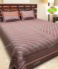 Jaipuri Printed Home Decor Cotton Double Bed Sheet With 2 Pillow Cover 90x108