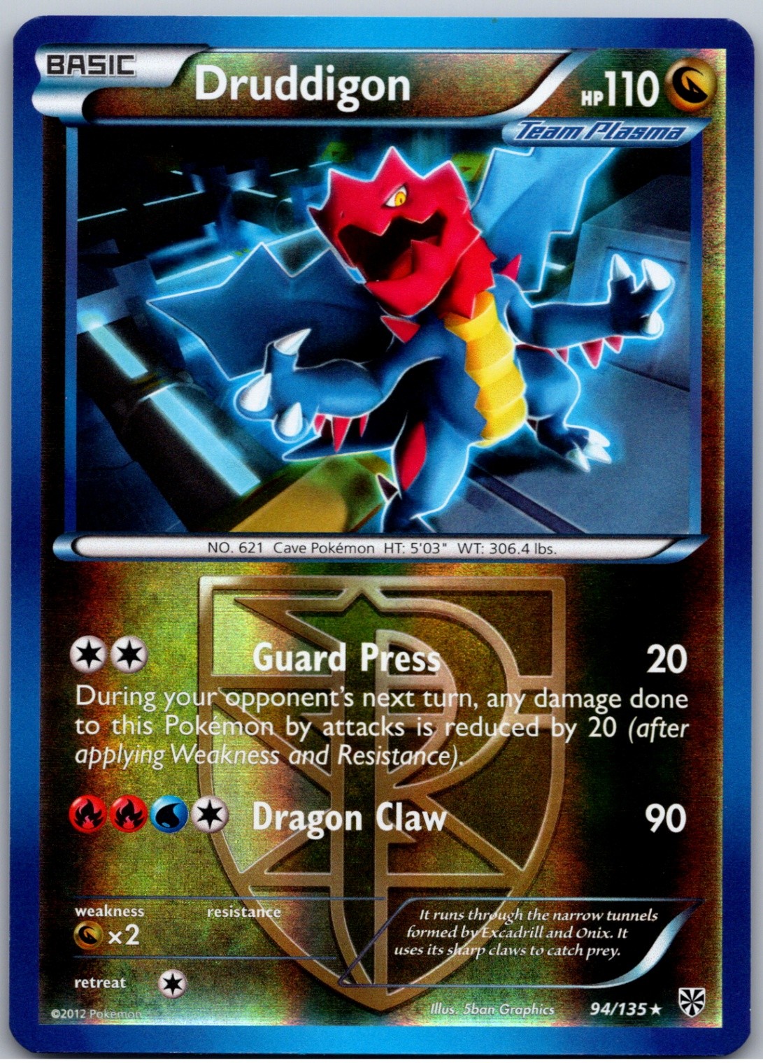 Druddigon (Team Plasma) Rare Plasma Storm 94/135 NM