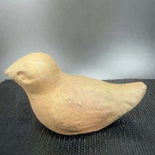 Hand Made Folk Art Hand Made Bird Figurine Stoneware Brown Primitive Style Bird