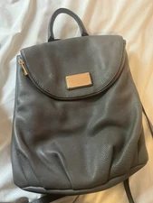 Marc Jacobs Leather Grey Backpack Gray Bags with Gold Hardware