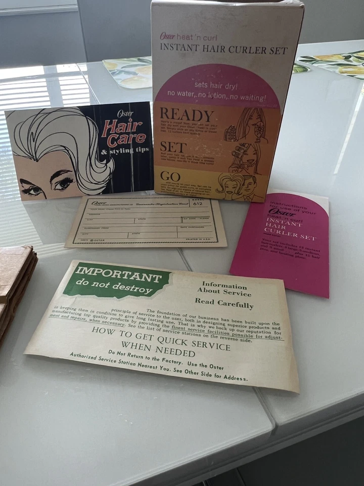 NEVER USED Vintage Oster Heat n' Curl Instant Hair Curlers Rollers Set  - Image 2 of 3