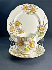 Royal Albert Daffodil Teacup, Saucer, Plate Set  Bone China - Made In England