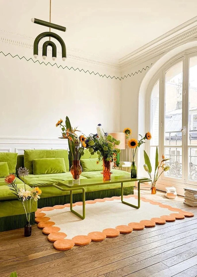 Modern Hand Tufted Wool Area Rug, New Abstract Design Premium Quality Handmade - Image 3 of 4