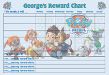 Personalised Good Behaviour Reward Chart Reusable Kids Children Paw Patrol