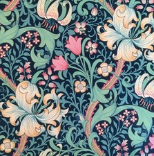 1.3 meters x SANDERSON "Golden Lily" VELVET fabric Galactic Ink WILLIAM MORRIS