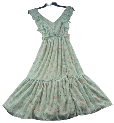 Black Tape Dress Womens size XS Green Floral Ruffle Smocked Lined Vneck New | eBay Black Tape Dress Womens size XS Green Floral Ruffle Smocked Lined Vneck New | eBay