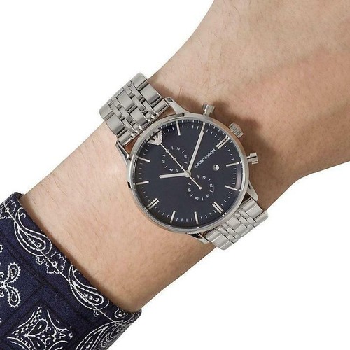 NEW GENUINE EMPORIO ARMANI AR1648 DARK BLUE DIAL STAINLESS STEEL MENS WATCH  UK 723763187473 | eBay