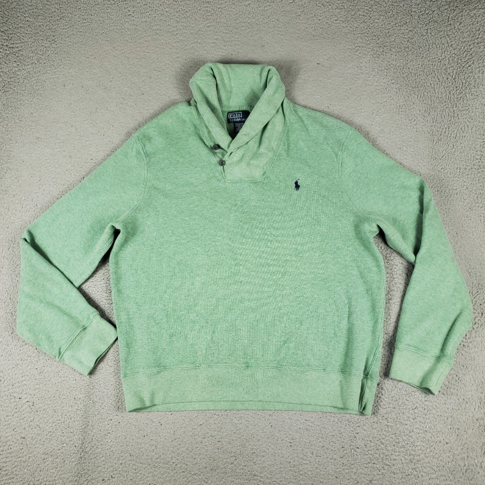 Maglione Ralph Lauren uomo taglia XL verde collo scialle pony pullover felpa