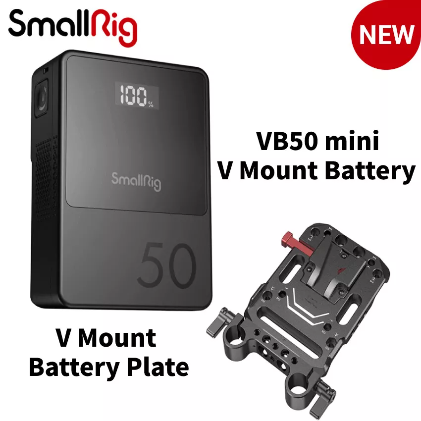 SmallRig VB50 V Mount Battery 3400mAh+V Mount Battery Plate w/ 15mm Rod Clamp