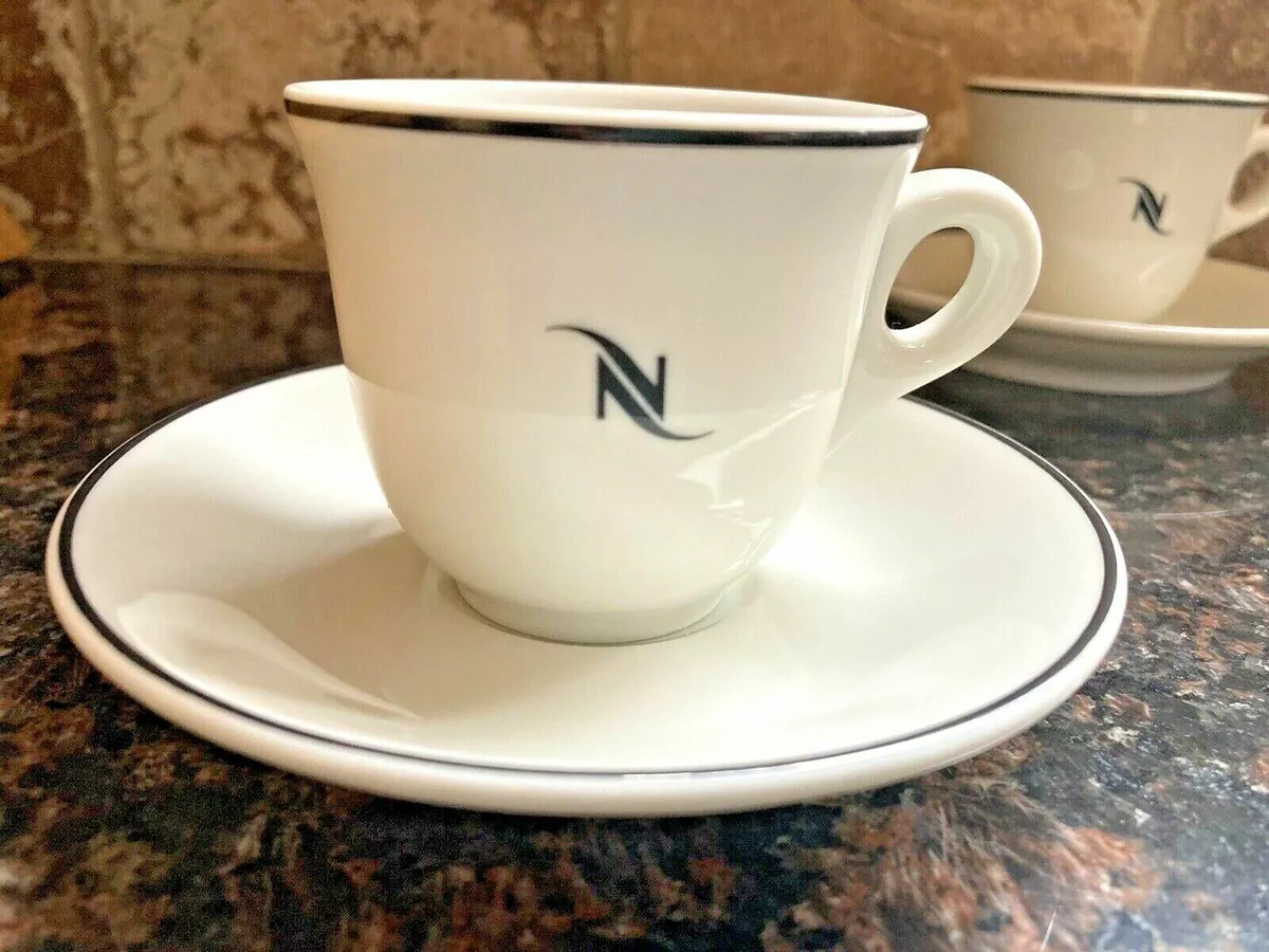 Nespresso Logo Espresso Cups Saucers Porcelain Made in Italy 2