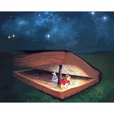 Paint By Numbers Adults kids Girl Under Book DIY Painting Kit 40x50CM Canvas