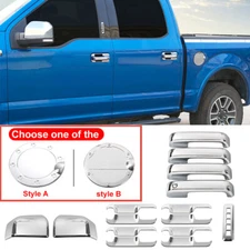 12pcs Chrome Exterior Decor Full Set Door Handle Trim Kits For Ford F150 2015-20