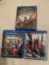 Blue Ray DVD Lot Of 3 Marvel’s The Avengers/Beowulf/Wrath Of The Titans