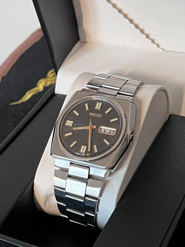 Seiko Galaxy Black Dial Day Date 6309-548A Mens Vintage Watch