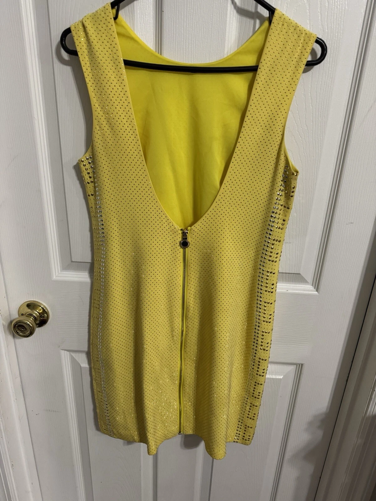 Versace For H&M RARO abito da cocktail giallo con borchie per feste taglia 8