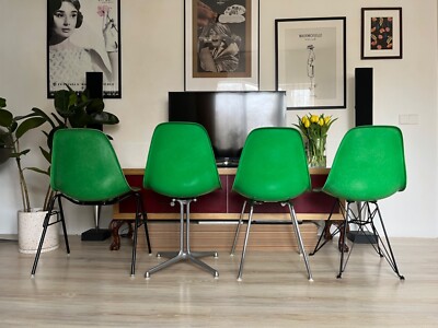 4x Eames Herman Miller Fiberglas Stuhl Vintage Vitra