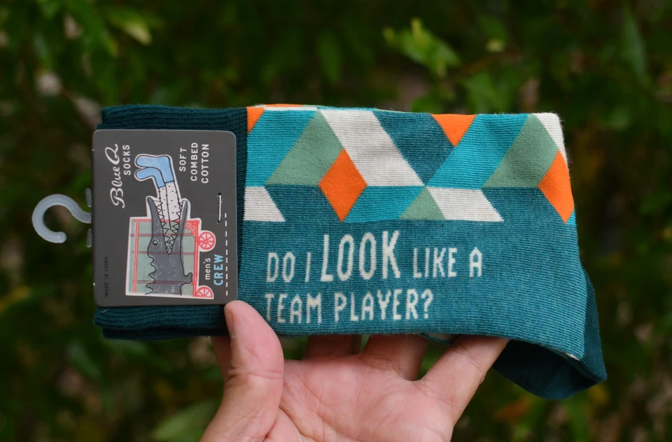 Blue Q Ankle Socks 7-12 Cotton Green Do I Look Like a team Player - Image 3 of 4