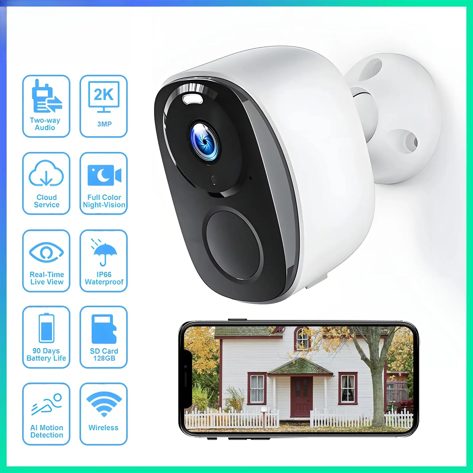 Wifi Camera 3MP Security Protection Outdoor Camera Smart Home Night Vision Video