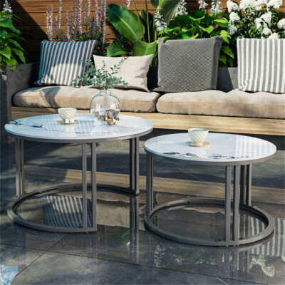 Couchtisch 2er Set Beistelltisch Satztisch Metallgestell Kratzfeste Oberfläche