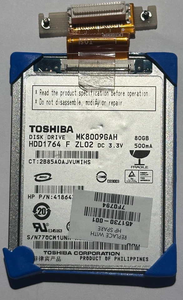 Toshiba 80GB MK8009GAH 1,8" CE HDD - HP 451730-001